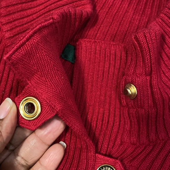 Lauren Ralph Lauren mock neck long sleeve 100% cotton sweater red size large - Picture 4 of 11